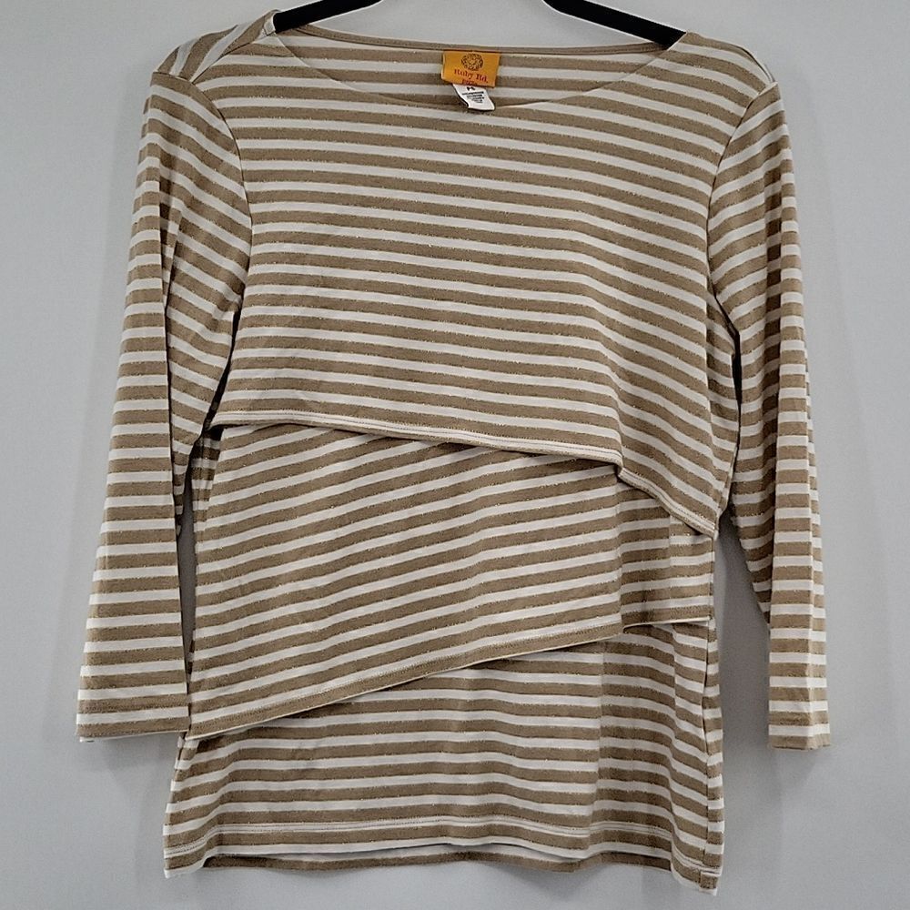 3 For$20 Ruby Rd Tan & White stripe w/ Shimmer size PS